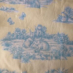 Set of 2 Pottery Barn Kids woodland animal toile window valances gingham edge